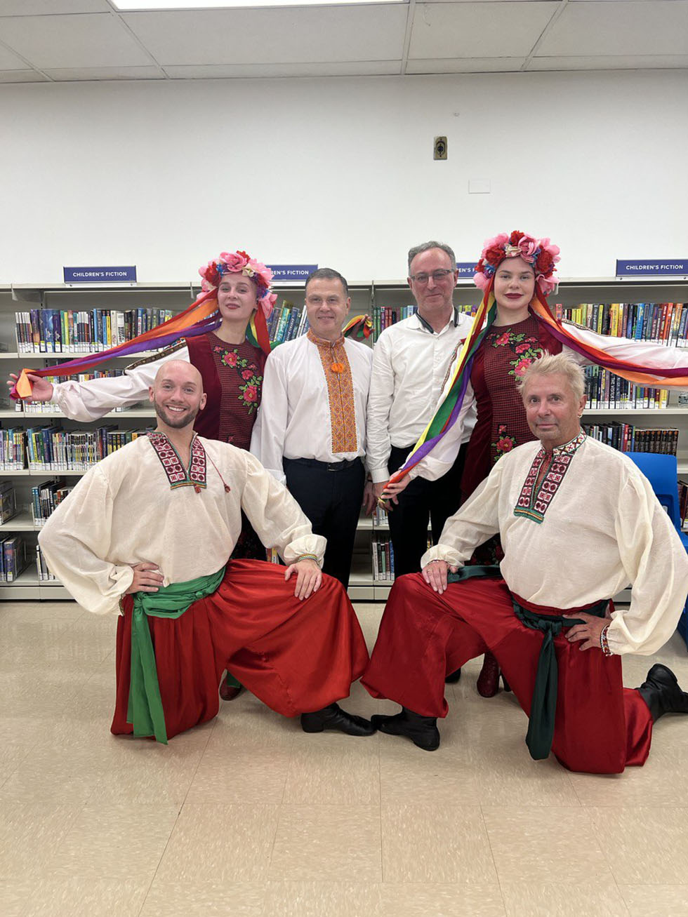 dancer Arsentii Oskin, dancer Maria Klyuchnikova, singer Oleg Kolomyits, musicians Igor Balaban, dancer Oleg Serban, dancer Alisa Egorova, 11-22-22, Tuesday November 22nd 2022, Sheepshead Bay Branch of the Brooklyn Public Library, Sheepshead Bay Library, 2636 E. 14th St. at Ave. Z, Brooklyn, NY 11235, Ukrainian Folk Dance and Music,     