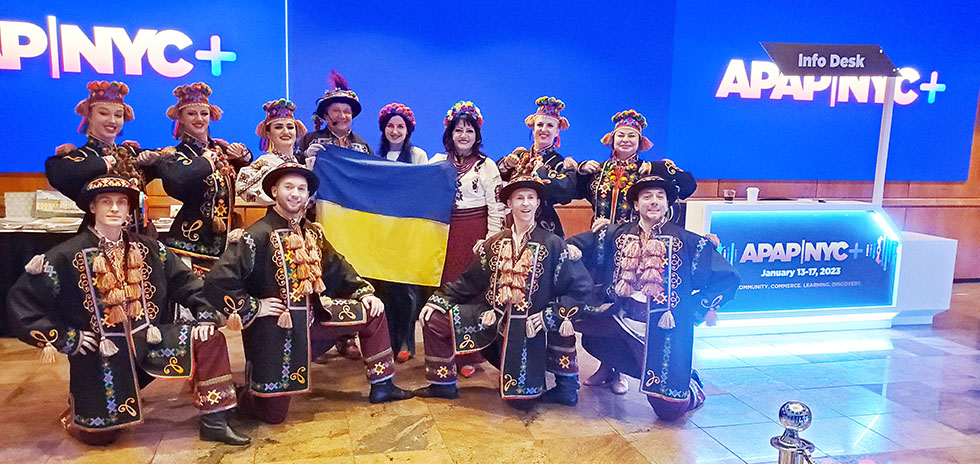 01-15-2023, Kozak Ukrainian Dancers, New York Ukrainian dancers musicians singers, www.cossack.us, Sunday January 15 2023, New York City Hilton Hotel 1335 Avenue of the Americas New York NY 10019-6078 MORGAN SUITE, Second floor, Showcasing during the Association of Performing Arts Presenters (APAP-2013) booking conference