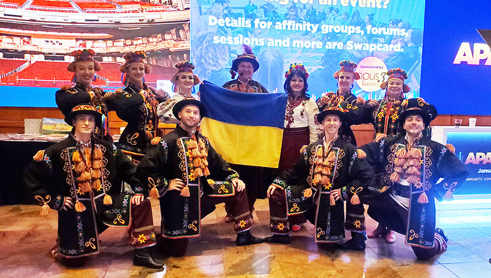 01-15-2023, Kozak Ukrainian Dancers, New York Ukrainian dancers musicians singers, www.cossack.us, Sunday January 15 2023, New York City Hilton Hotel 1335 Avenue of the Americas New York NY 10019-6078 MORGAN SUITE, Second floor, Showcasing during the Association of Performing Arts Presenters (APAP-2013) booking conference