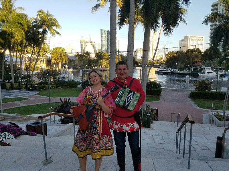 Russian Balalaika Duo, Elina Karokhina, Mikhail Smirnov, Mary Porter Riverview Ballroom, Fort Lauderdale, Florida